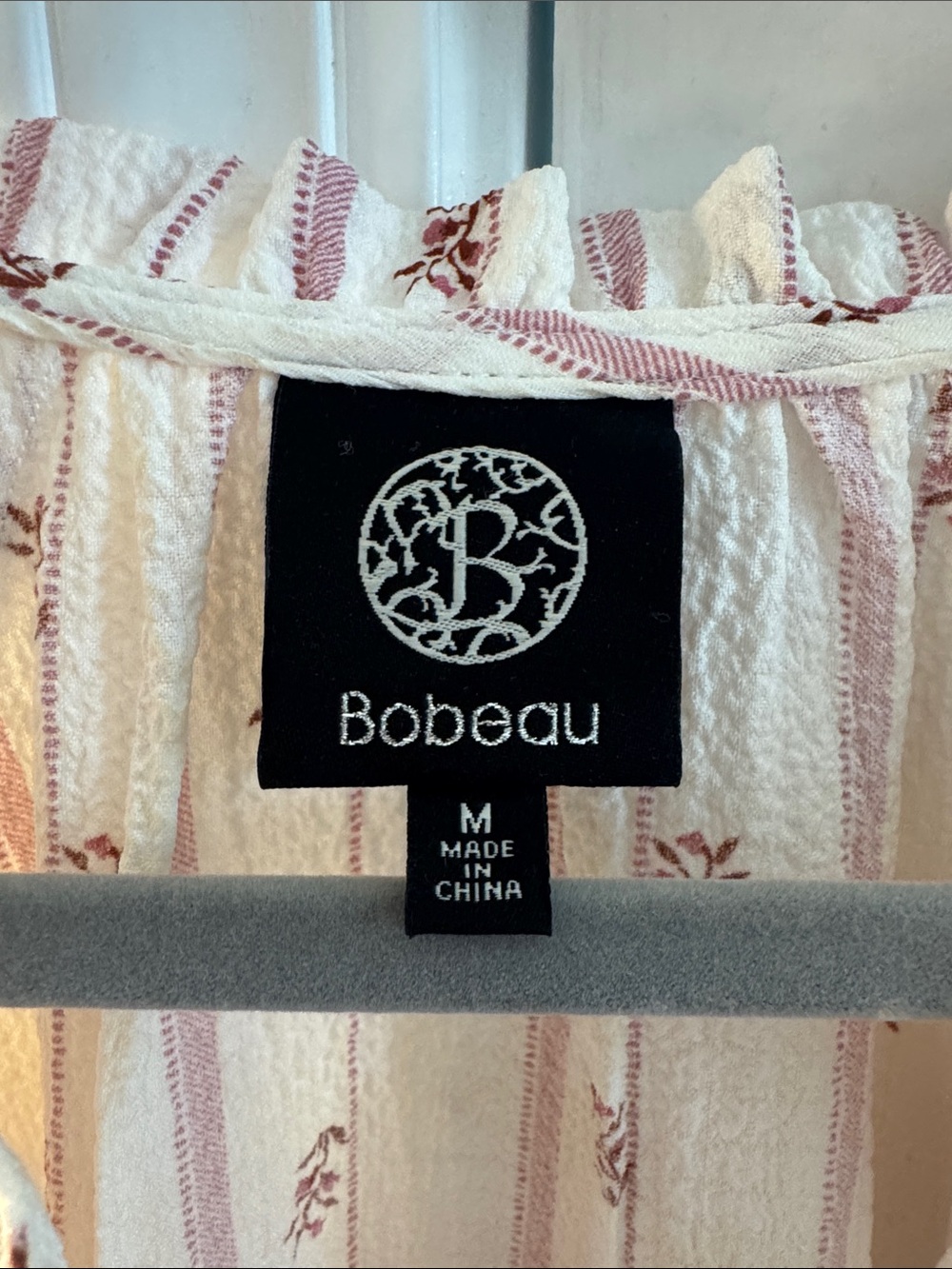 Pink-Patterned Cream Button-Front Blouse - Picture 3 of 3